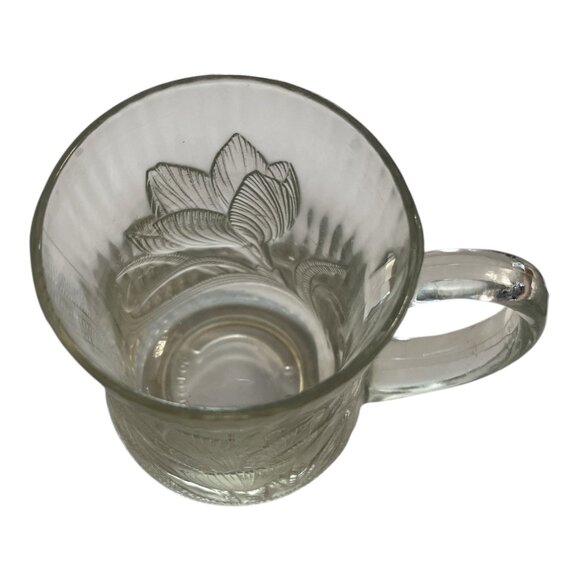 Vintage Arcoroc France Clear Glass Mugs – Floral Leaf Pattern – Set of 2 – 4" Co - Picture 3 of 5